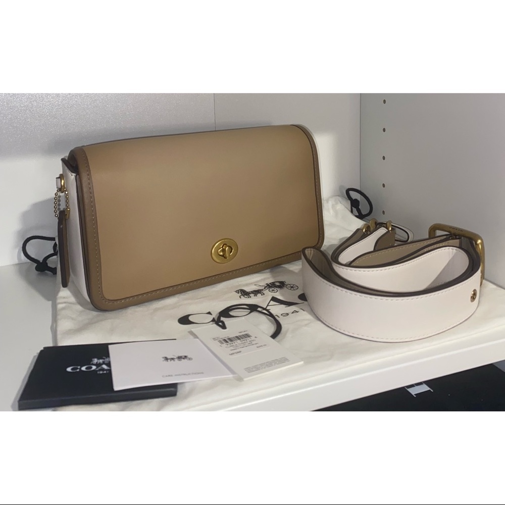 COACH ORIGINALS DINKY HANDBAG COLORBLOCK CHALK TAUPE LIKE NEW 89171